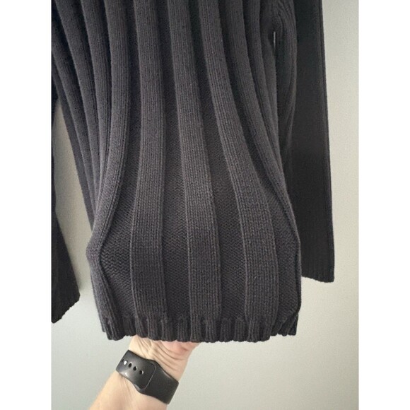 Vintage Illig Sweater Womens Large Black Turtle Neck Wide Cable Knit Thick - Picture 6 of 16